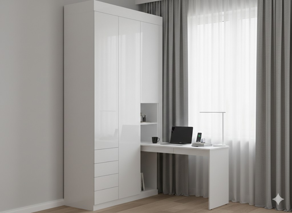 Визуализация шкафа с рабочим столом